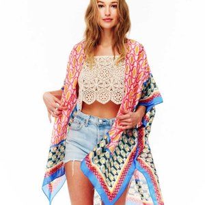 Bohemian Beach Party Coverup Silky Polyester Lightweight Summer Kimono Jacket